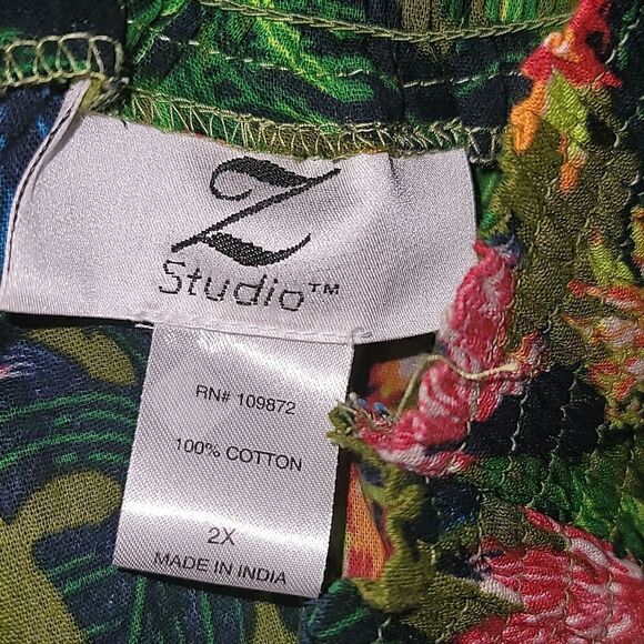 Woman Tropical High Waisted Elastic Pants Size 2X New in package - Picture 3 of 4